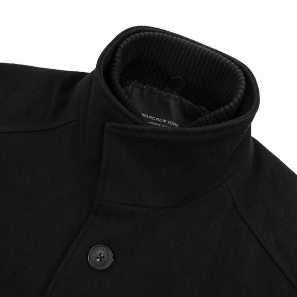 Marc New York Black Wool Polyester Ribbed Inlay Lined Coat. - Picture 5 of 11